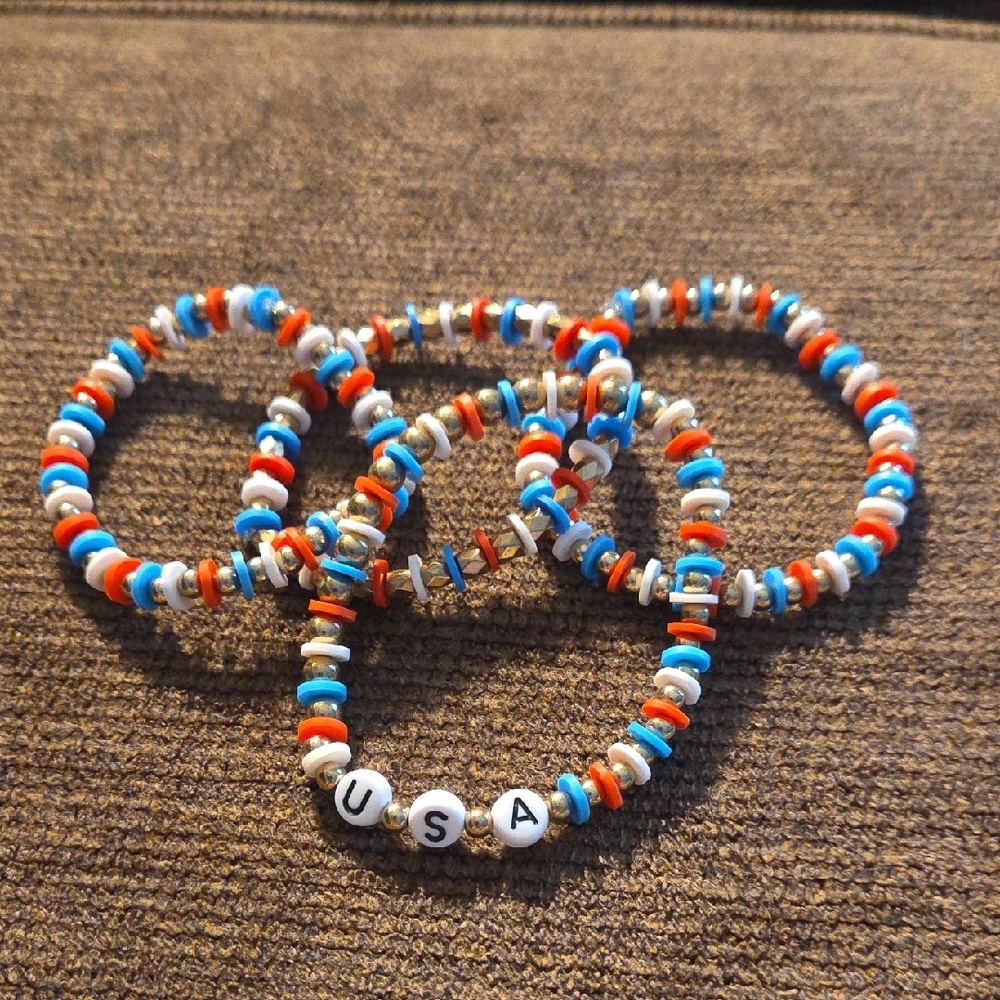 Set of 4 Handmade USA Beaded Bracelets
